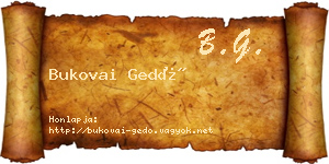 Bukovai Gedő névjegykártya